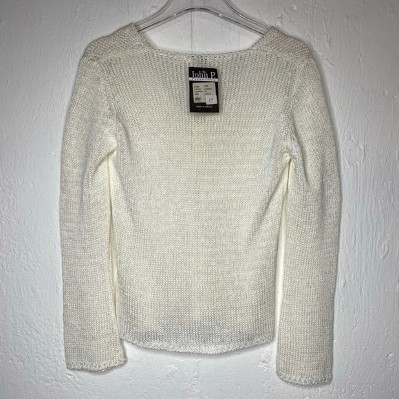 John P. Greece open front cardigan sweater white NWT size L - Picture 7 of 7
